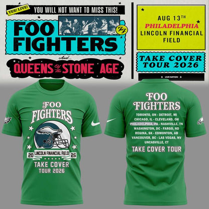 01.03. New Shirt Foo Fighters x Philadelphia Eagles - Take Cover Tour 2026 T-Shirt