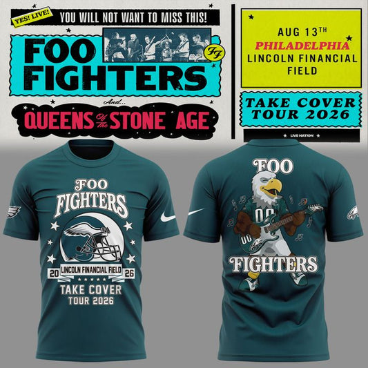 02.20. Limited Edition Foo Fighters x Philadelphia Eagles - Take Cover Tour 2026 T-Shirt