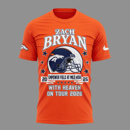 001. Perfect Shirt 2026 Zach Bryan x Denver Broncos - With Heaven On Tour 2026 T-Shirt