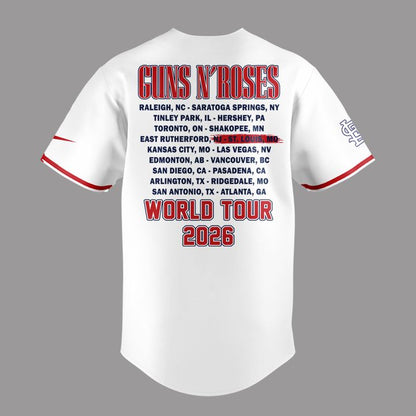 01.28. White Baseball Jersey Guns N' Roses x St. Louis Cardinals - World Tour 2026 Baseball Jersey