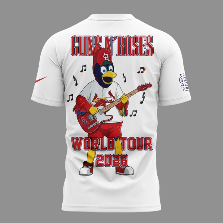 01.12. New White Shirt Guns N' Roses x St. Louis Cardinals - World Tour 2026 T-Shirt