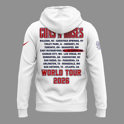 01.32. New White Hoodie Guns N' Roses x St. Louis Cardinals - World Tour 2026 Hoodie