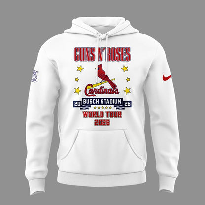01.35. Special White Hoodie Guns N' Roses x St. Louis Cardinals - World Tour 2026 Hoodie