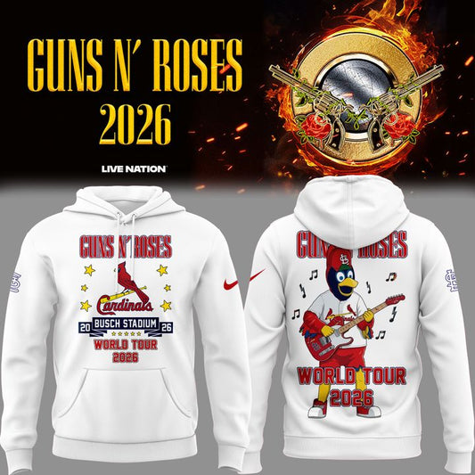 01.35. Special White Hoodie Guns N' Roses x St. Louis Cardinals - World Tour 2026 Hoodie