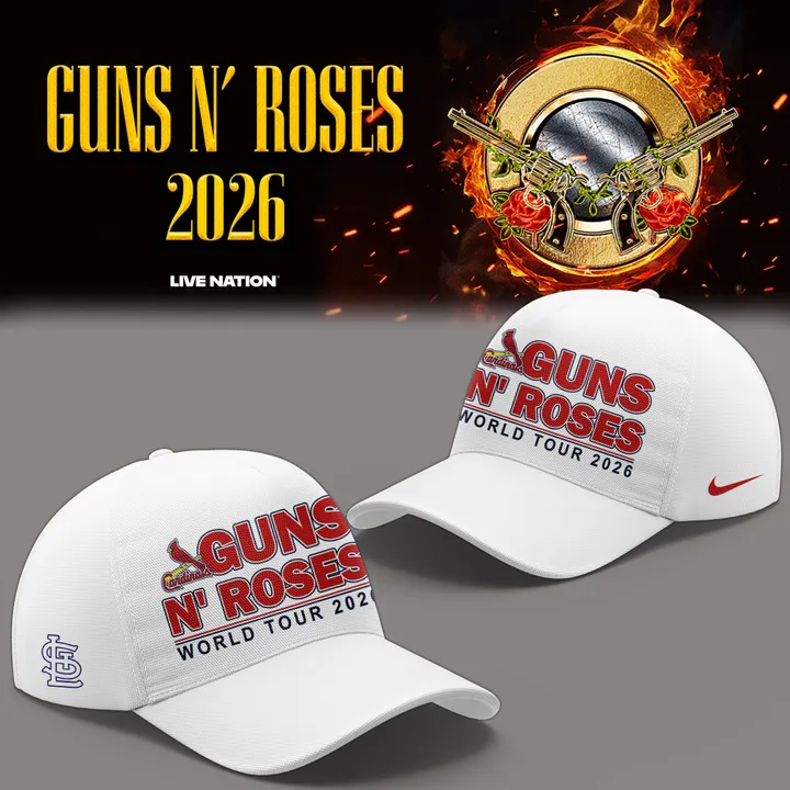 01.12. New White Shirt Guns N' Roses x St. Louis Cardinals - World Tour 2026 T-Shirt