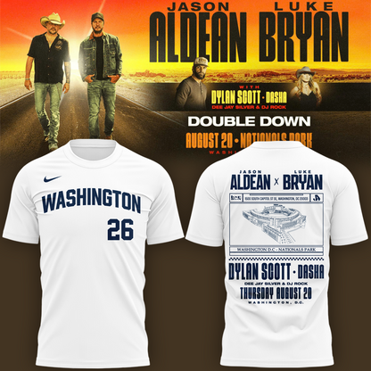Limited Edition Washington Nationals x Jason Aldean And Luke Bryan White T-Shirt