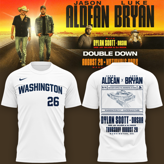 Limited Edition Washington Nationals x Jason Aldean And Luke Bryan White T-Shirt