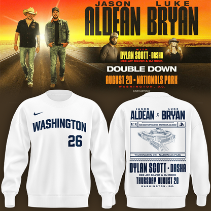 Limited Edition Washington Nationals x Jason Aldean And Luke Bryan White Sweatshirt