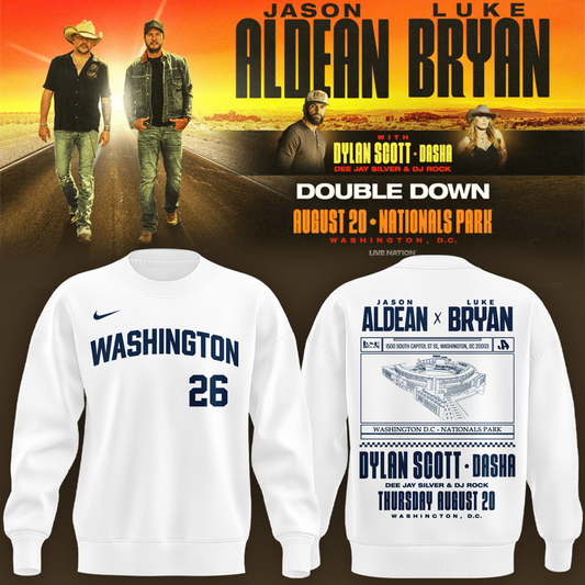 Limited Edition Washington Nationals x Jason Aldean And Luke Bryan White Sweatshirt