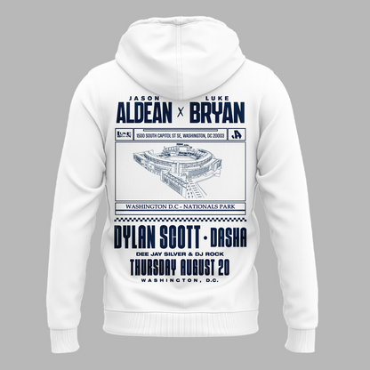 Limited Edition Washington Nationals x Jason Aldean And Luke Bryan White Hoodie