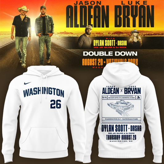 Limited Edition Washington Nationals x Jason Aldean And Luke Bryan White Hoodie