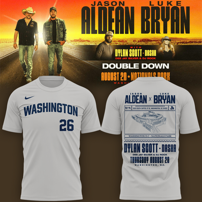 Limited Edition Washington Nationals x Jason Aldean And Luke Bryan Gray T-Shirt