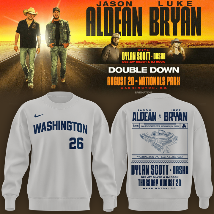 Limited Edition Washington Nationals x Jason Aldean And Luke Bryan Gray Sweatshirt