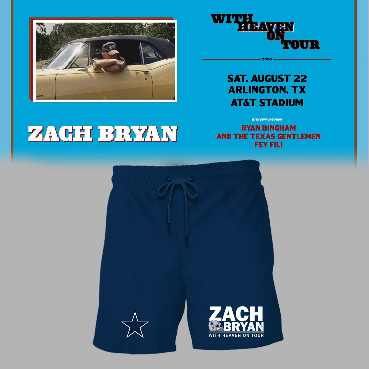01. Dallas Cowboy x Zach Bryan - With Heaven On Tour 2026 T-Shirt