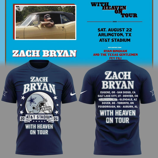 01.03. Limited Edition Dallas Cowboy x Zach Bryan - With Heaven On Tour 2026 T-Shirt