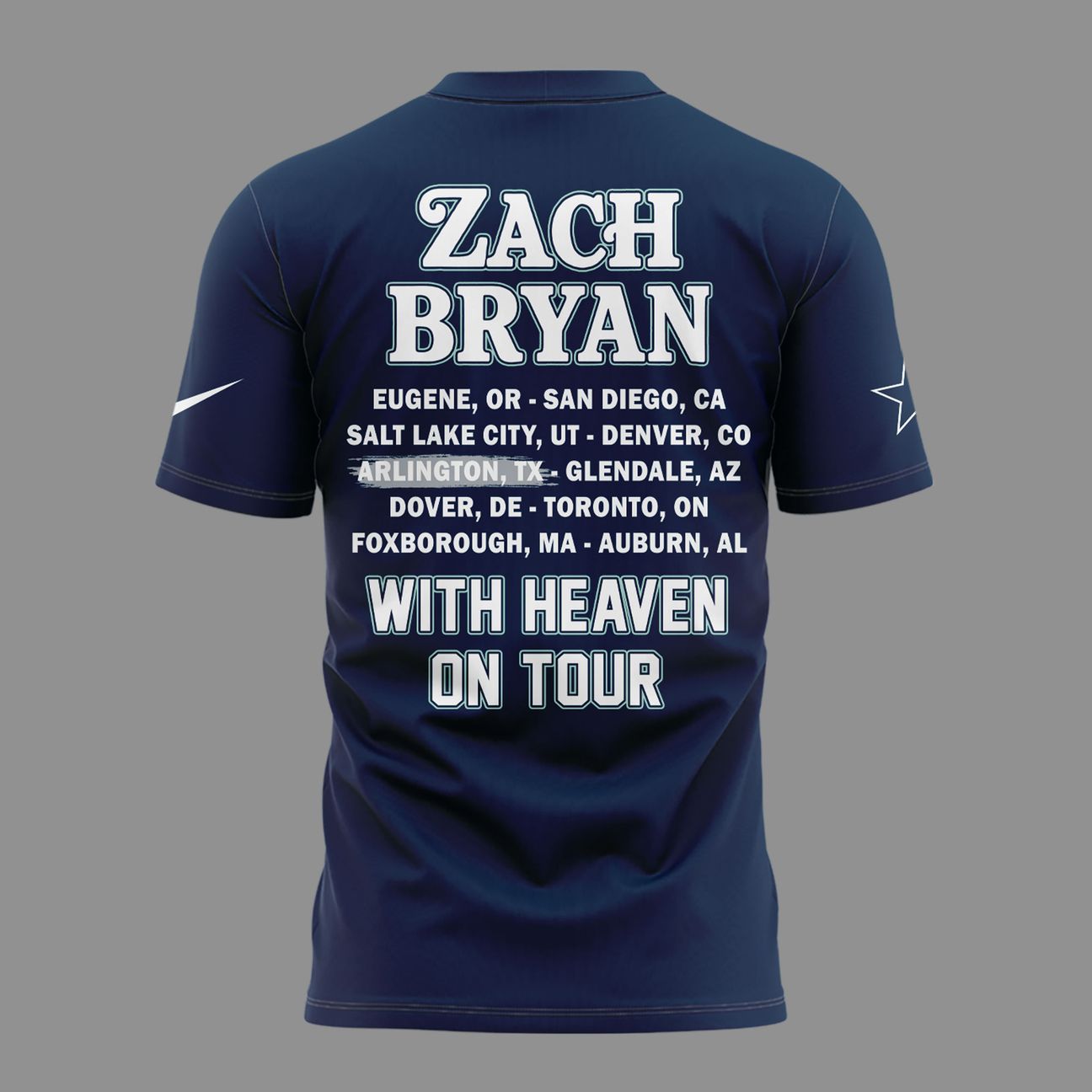 01.03. Limited Edition Dallas Cowboy x Zach Bryan - With Heaven On Tour 2026 T-Shirt