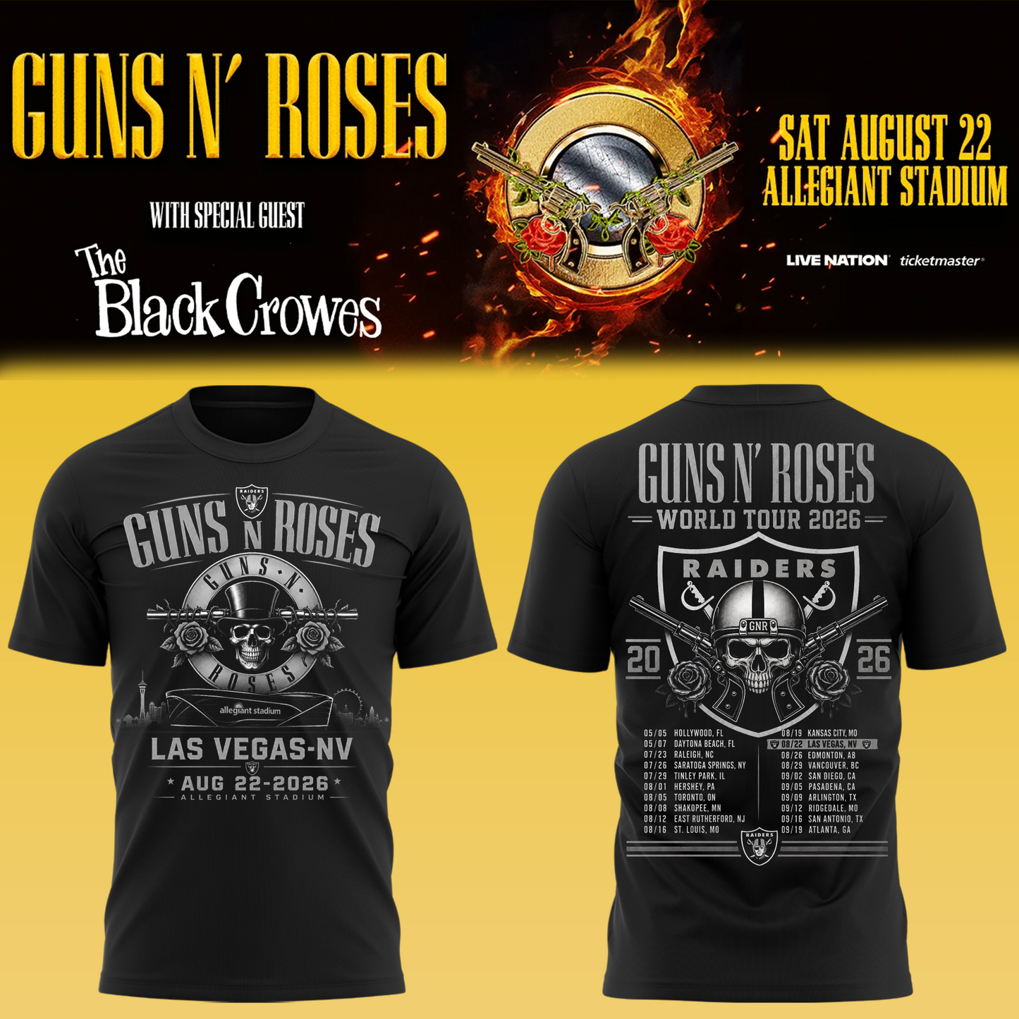GUNS N’ ROSES Las Vegas 2026 Concert T-Shirt