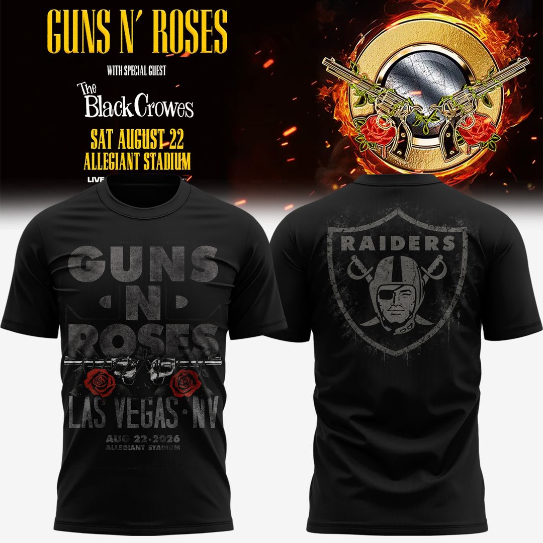 Limited Edition Las Vegas Raiders x Guns N’ Roses: World Tour 2026 Black Tee