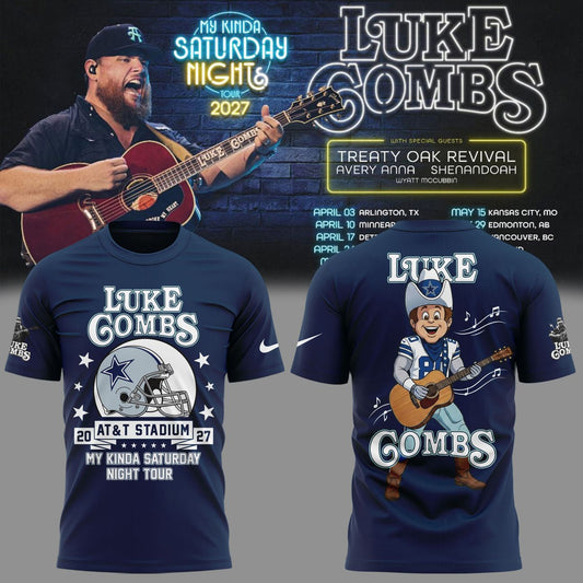 12. Limited Edition Luke Combs x Dallas Cowboys - My Kinda Saturday Night Tour 2027 T-Shirt