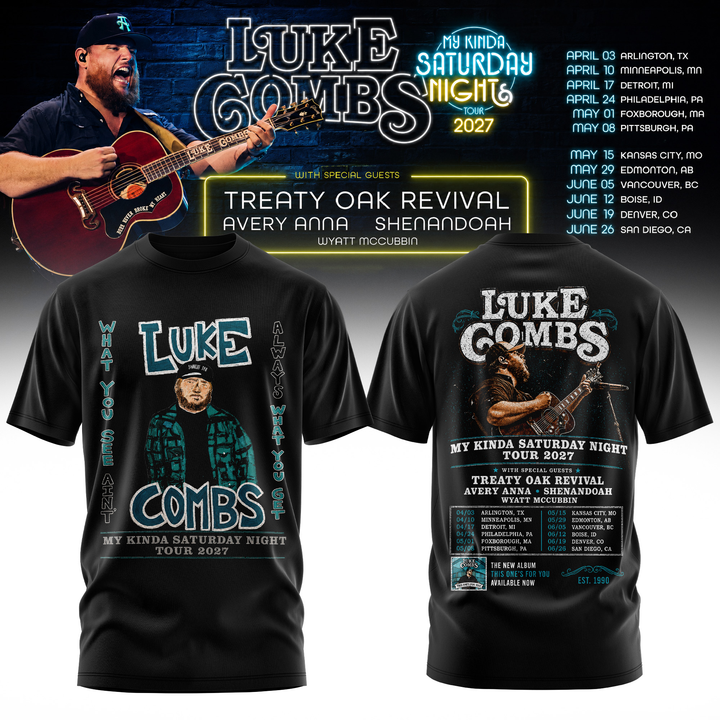 36. Limited Shirt Luke Combs - My Kinda Saturday Night Tour 2027 T-Shirt
