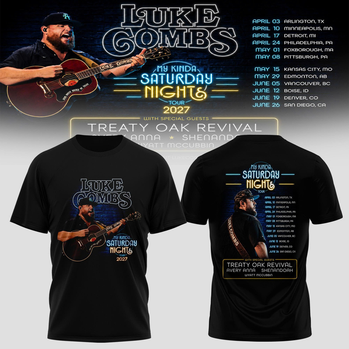84. Black Shirt Edition My Kinda Saturday Night Tour 2027 - Luke Combs T-Shirt