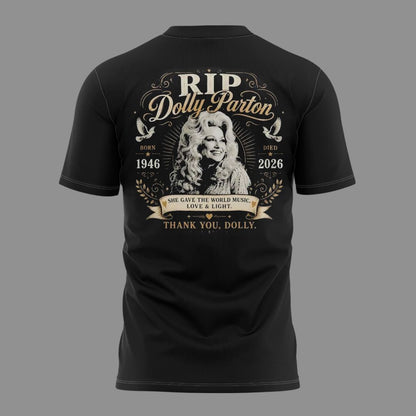01. Black Shirt Dolly Parton Rest In Peace - The Queen Of Country Music 1946-2026 T-Shirt