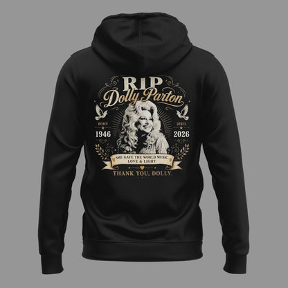 05. Black Hoodie Dolly Parton Rest In Peace - The Queen Of Country Music 1946-2026 Hoodie