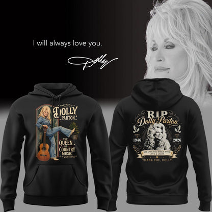 05. Black Hoodie Dolly Parton Rest In Peace - The Queen Of Country Music 1946-2026 Hoodie