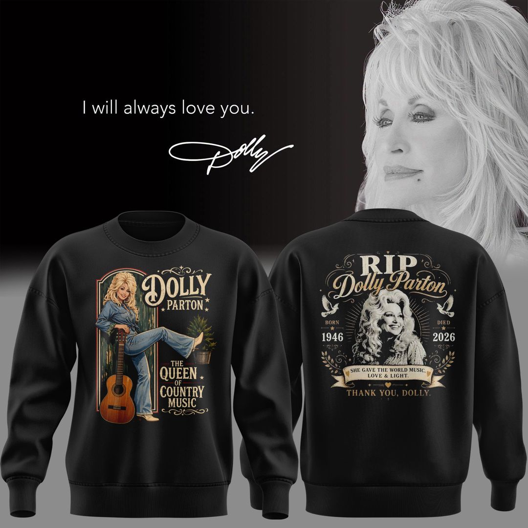 11.06. Black Sweatshirt Dolly Parton Rest In Peace - The Queen Of Country Music 1946-2026 Sweatshirt