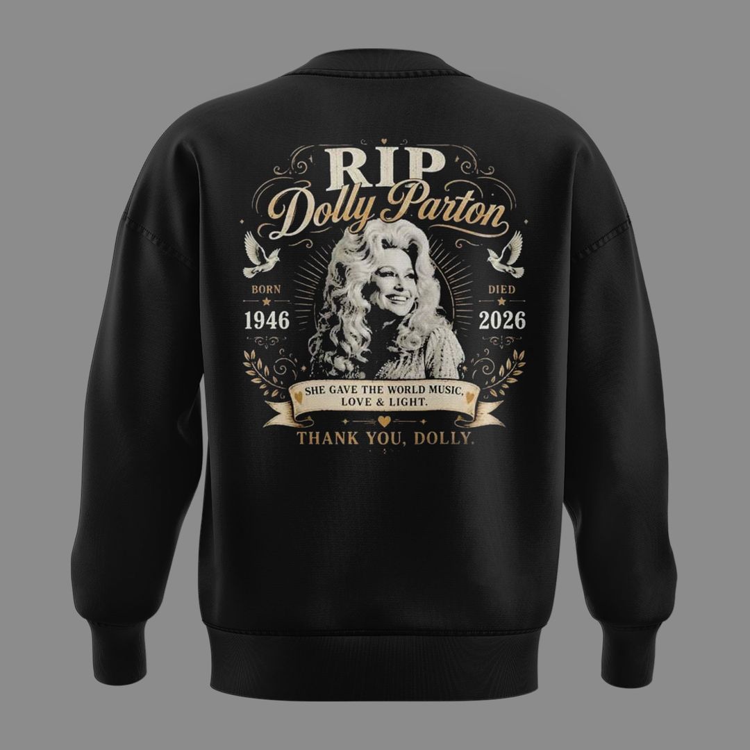 11.06. Black Sweatshirt Dolly Parton Rest In Peace - The Queen Of Country Music 1946-2026 Sweatshirt