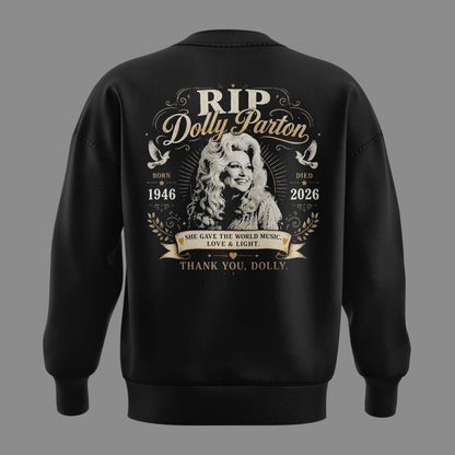 11.06. Black Sweatshirt Dolly Parton Rest In Peace - The Queen Of Country Music 1946-2026 Sweatshirt