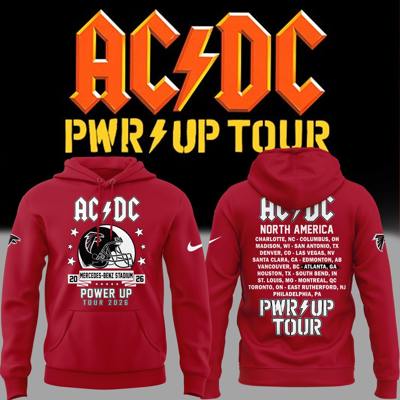 01.16. Limited Edition AC/DC x Atlanta Falcons - Power Up Tour 2026 Hoodie
