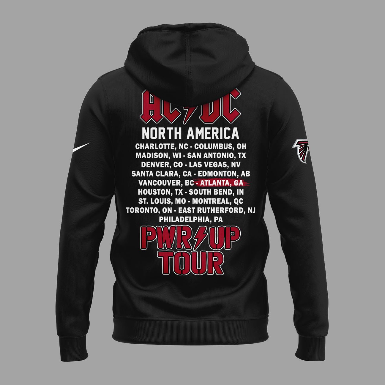 01.14. Black Hoodie AC/DC x Atlanta Falcons - Power Up Tour 2026 Hoodie