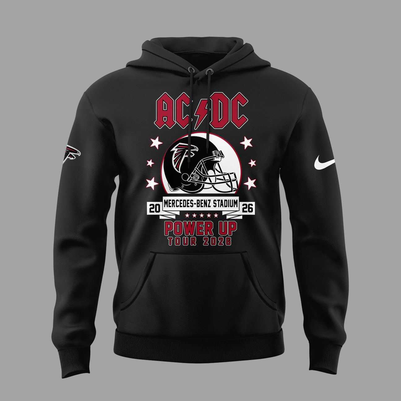01.14. Black Hoodie AC/DC x Atlanta Falcons - Power Up Tour 2026 Hoodie