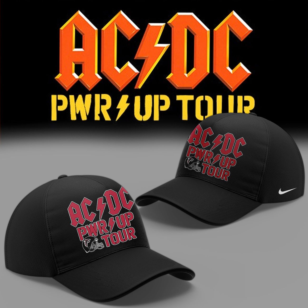 01.28. Black Jersey AC/DC x Atlanta Falcons - Power Up Tour 2026 Baseball Jersey