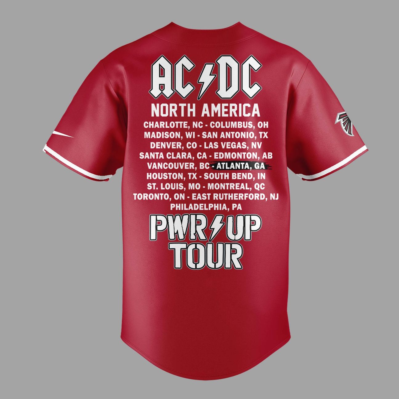 01.29. Special AC/DC x Atlanta Falcons - Power Up Tour 2026 Baseball Jersey