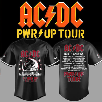 01.28. Black Jersey AC/DC x Atlanta Falcons - Power Up Tour 2026 Baseball Jersey