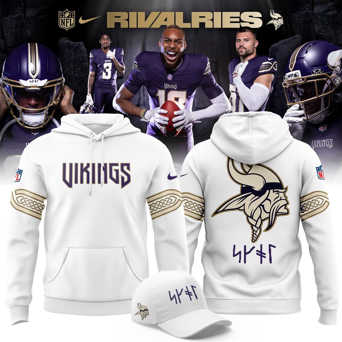 Minnesota Vikings 2026 Rivalry White Hoodie