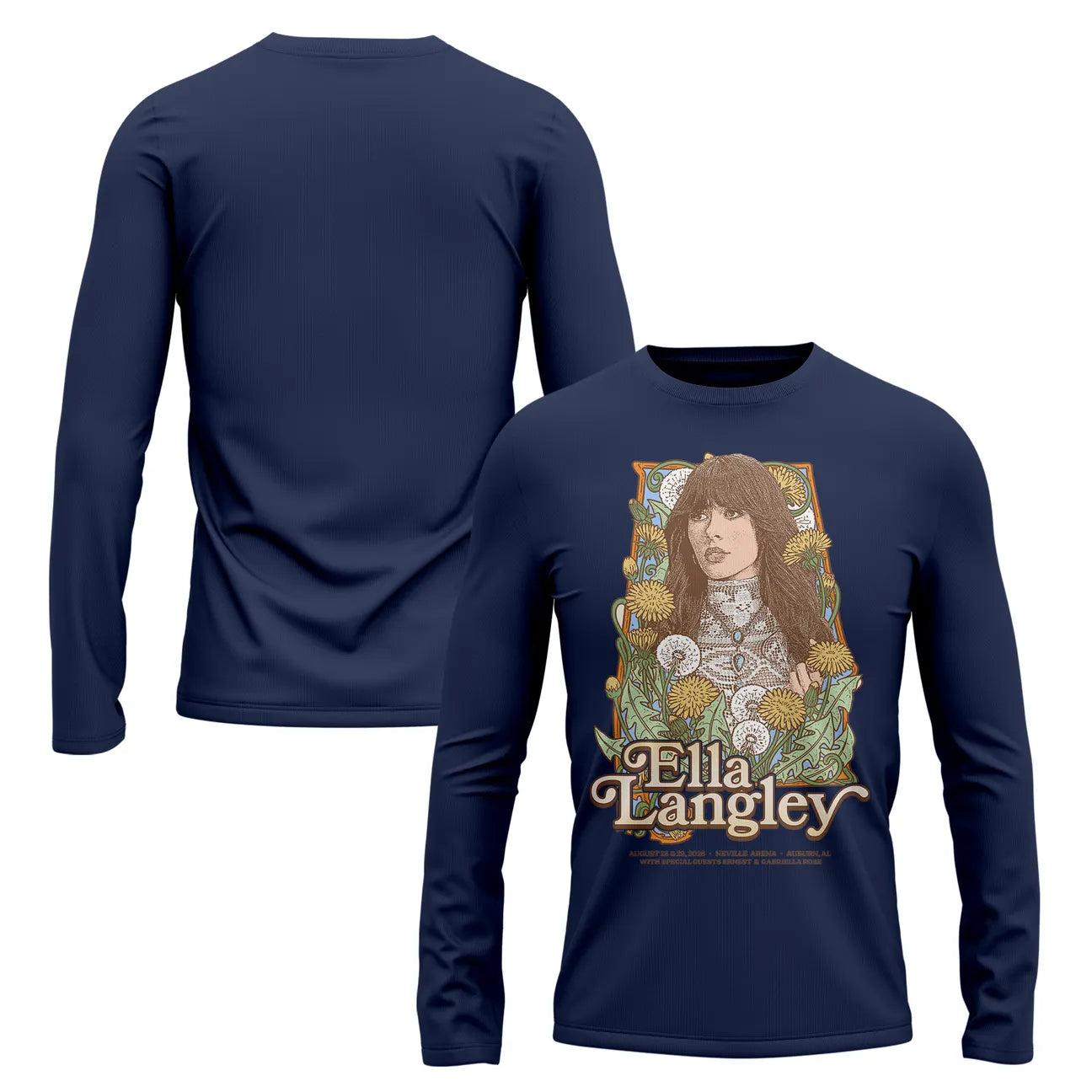 1. Auburn Tigers x Ella Langley – The Dandelion Tour 2026 Neville Arena Long Tee