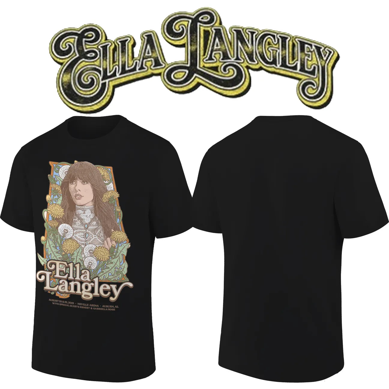 5. Auburn Tigers x Ella Langley – The Dandelion Tour 2026 Neville Arena Tee