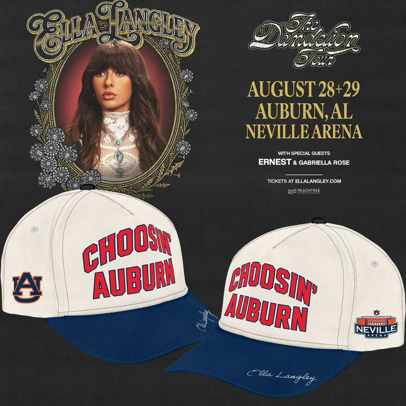 1. Auburn Tigers x Ella Langley – The Dandelion Tour 2026 Neville Arena Cap