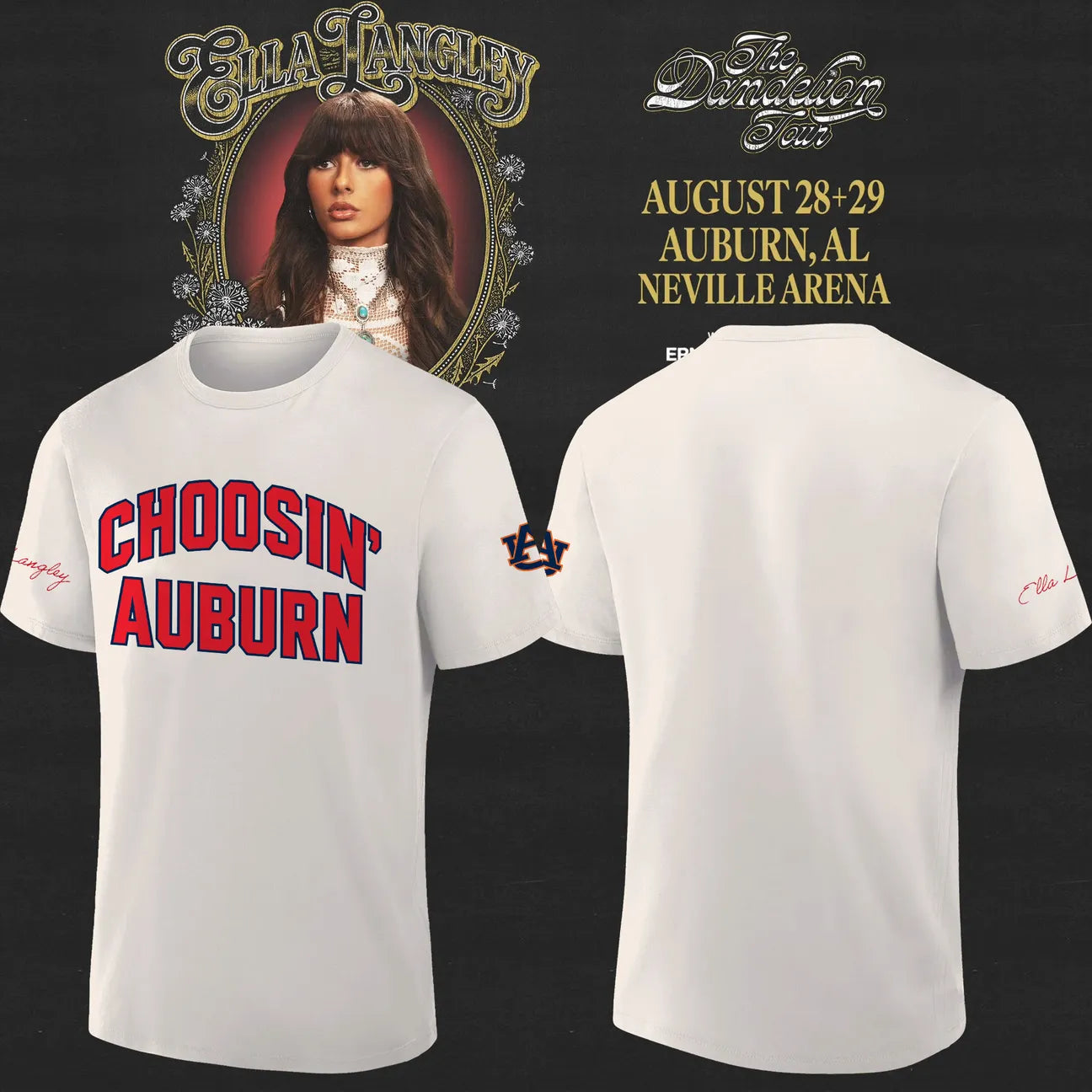 12. Auburn Tigers x Ella Langley – The Dandelion Tour 2026 Neville Arena Tee