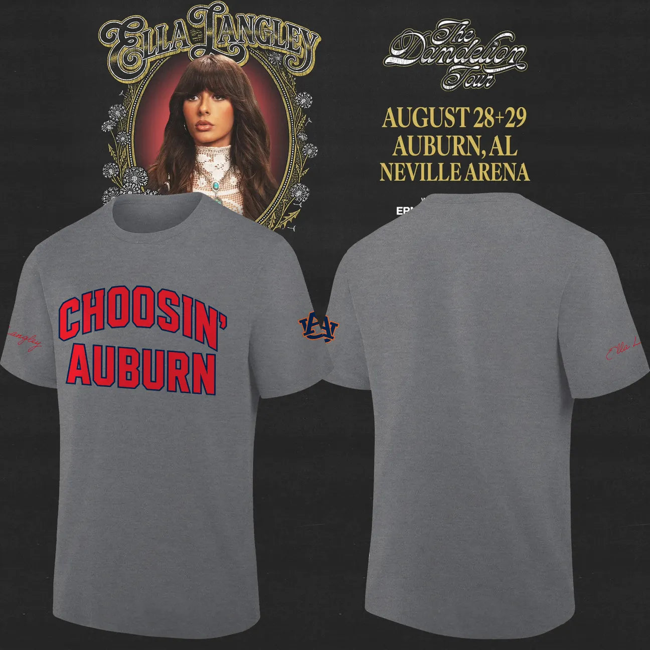 13. Auburn Tigers x Ella Langley – The Dandelion Tour 2026 Neville Arena Tee
