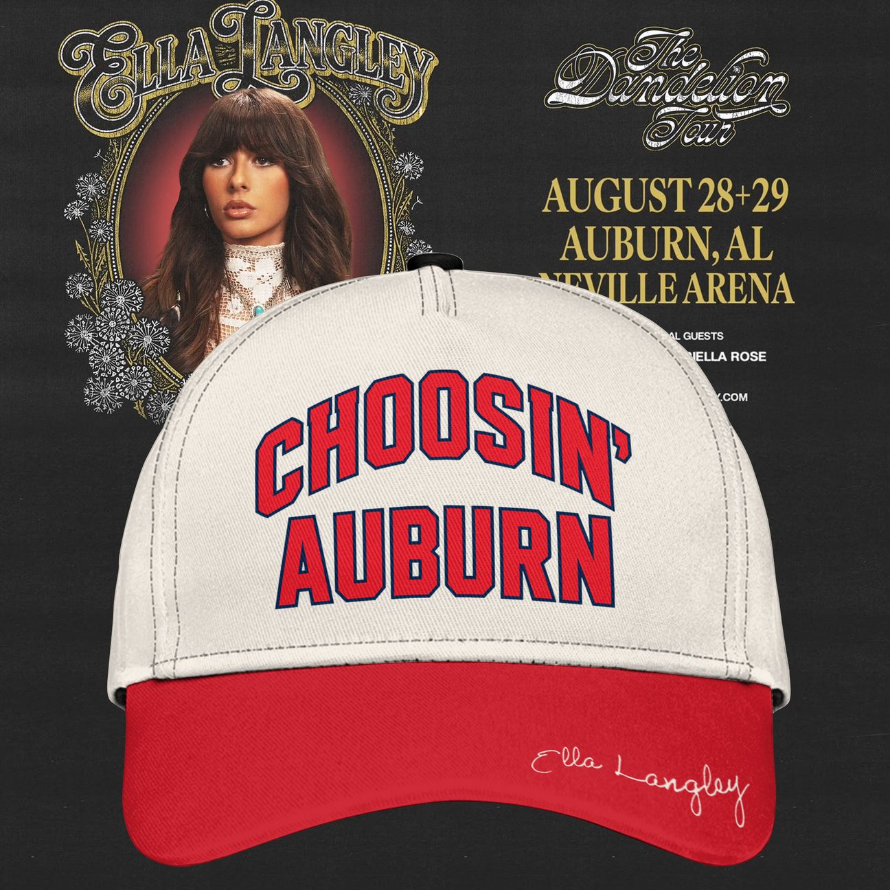 2. Auburn Tigers x Ella Langley – The Dandelion Tour 2026 Neville Arena Cap