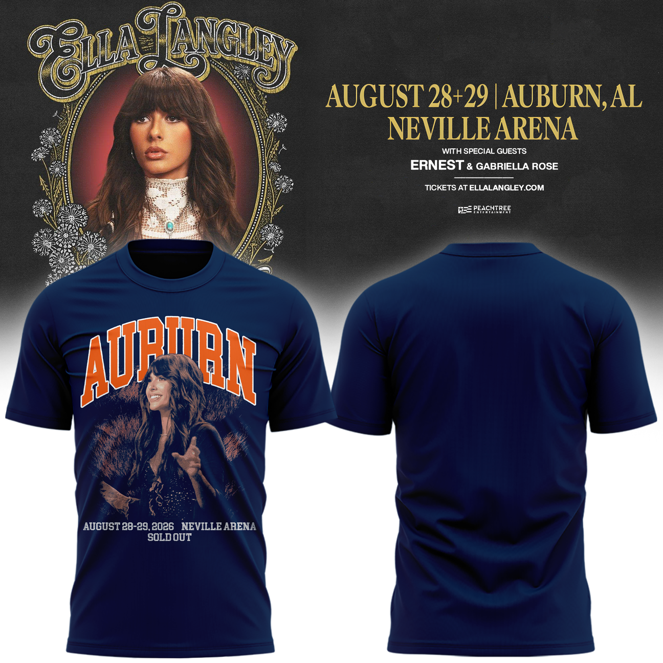 Auburn Tigers x Ella Langley-The Dandelion Tour 2026 T-shirt
