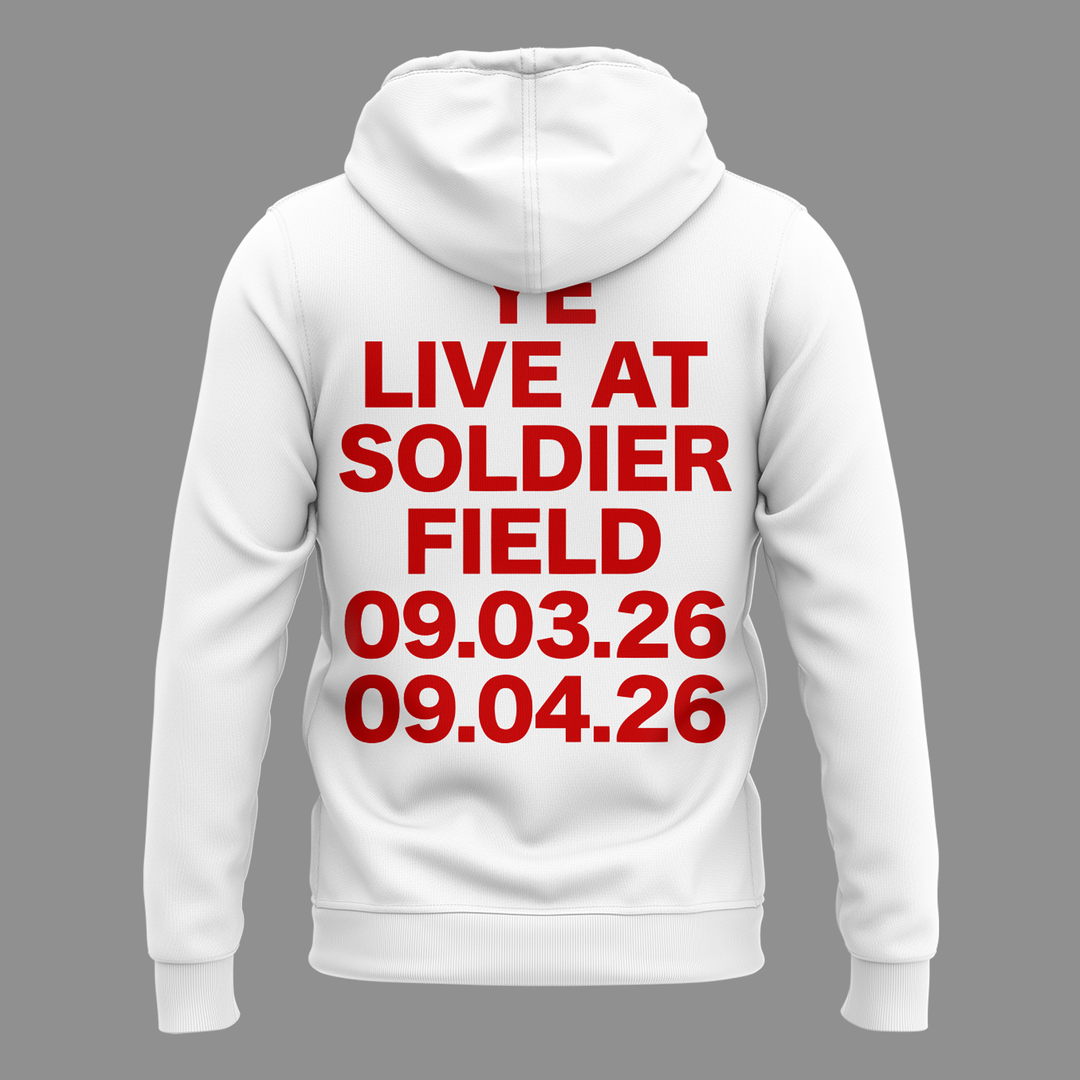 YE LIVE AT SOLDIER FIELD HOODIE (WHITE)-2026 Ye Live Concert Tour