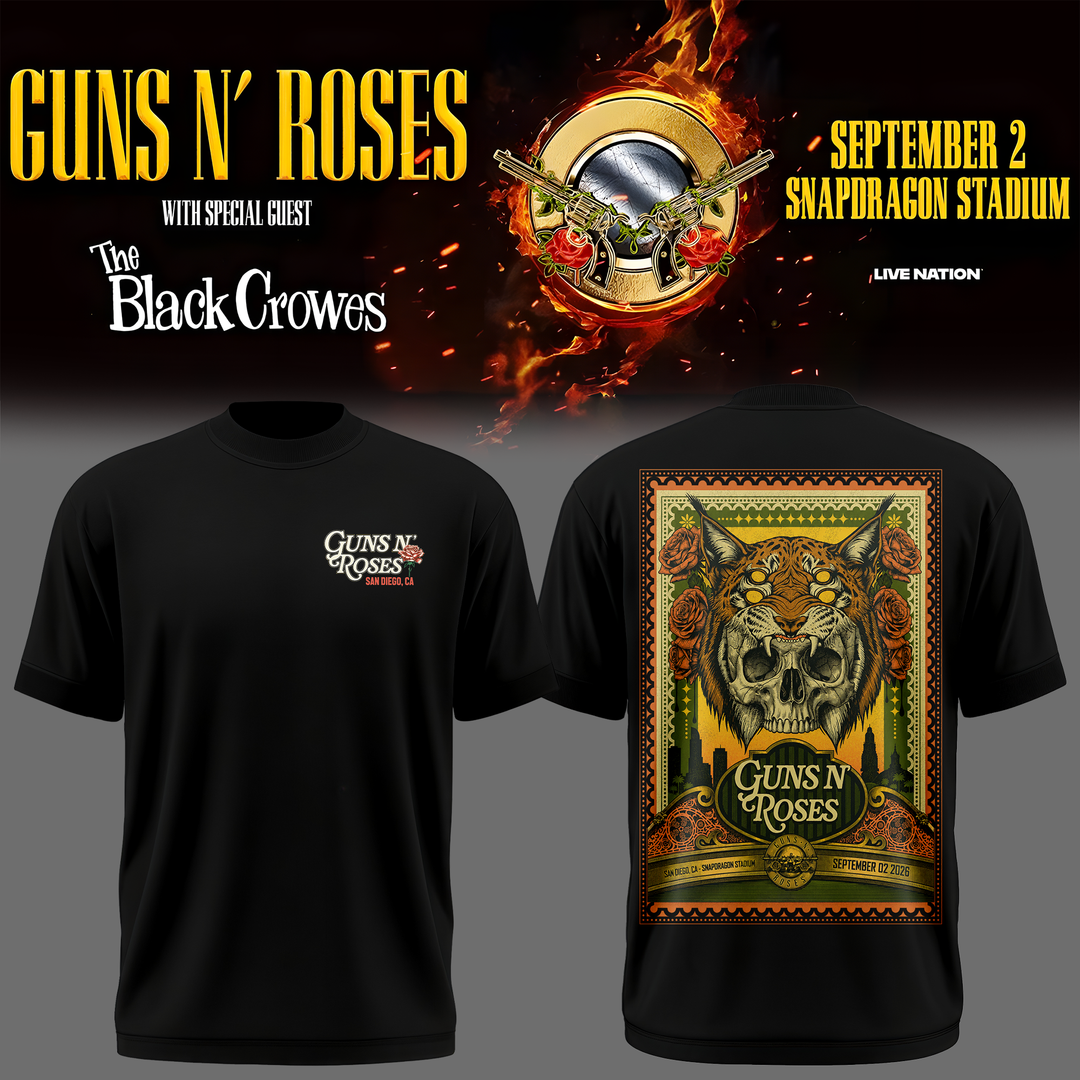 Exclusive Version Guns N' Roses San Diego 2026 Black Tshirt