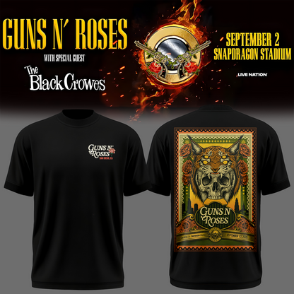 Exclusive Version Guns N' Roses San Diego 2026 Black Tshirt