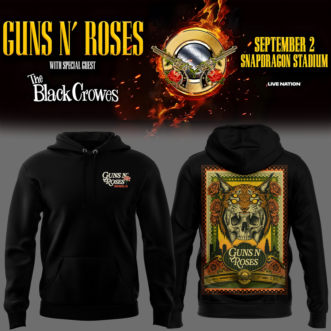 Exclusive Version Guns N' Roses San Diego 2026 Black Hoodie