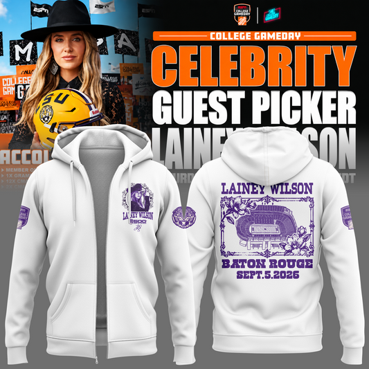 Limited Edition Lainey Wilson College GameDay White ZipHoodie 2026
